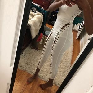 White lace up  jumpsuit